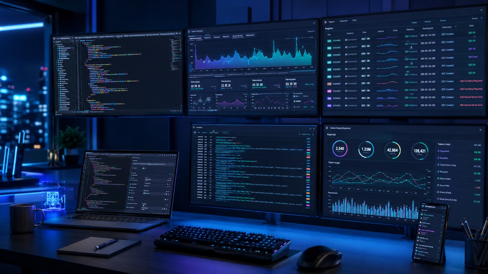 Python代码调试与API请求监控科技工作站
