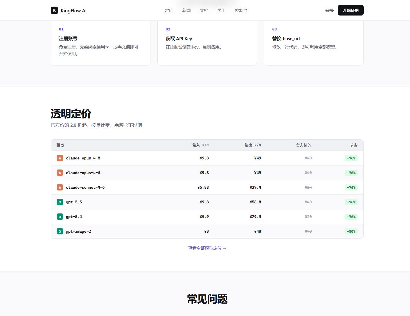 圖 4:首頁流程與能力區域適合梳理 Key、Base URL 和用量觀察的基礎鏈路。