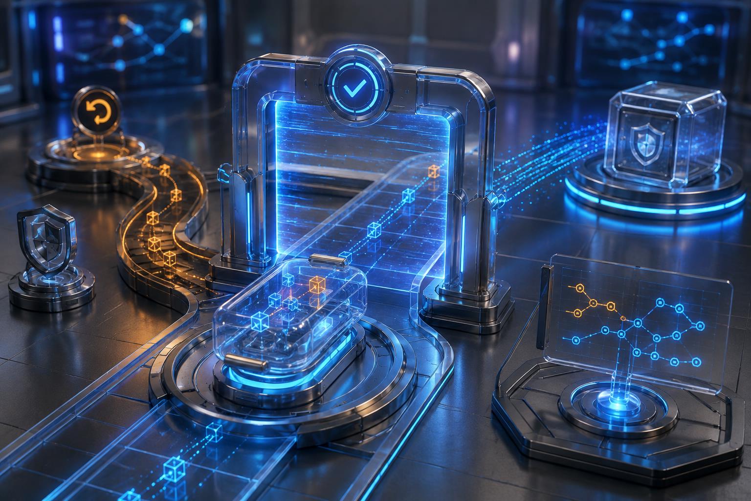 模型路由變更審批 3D 科技渲染