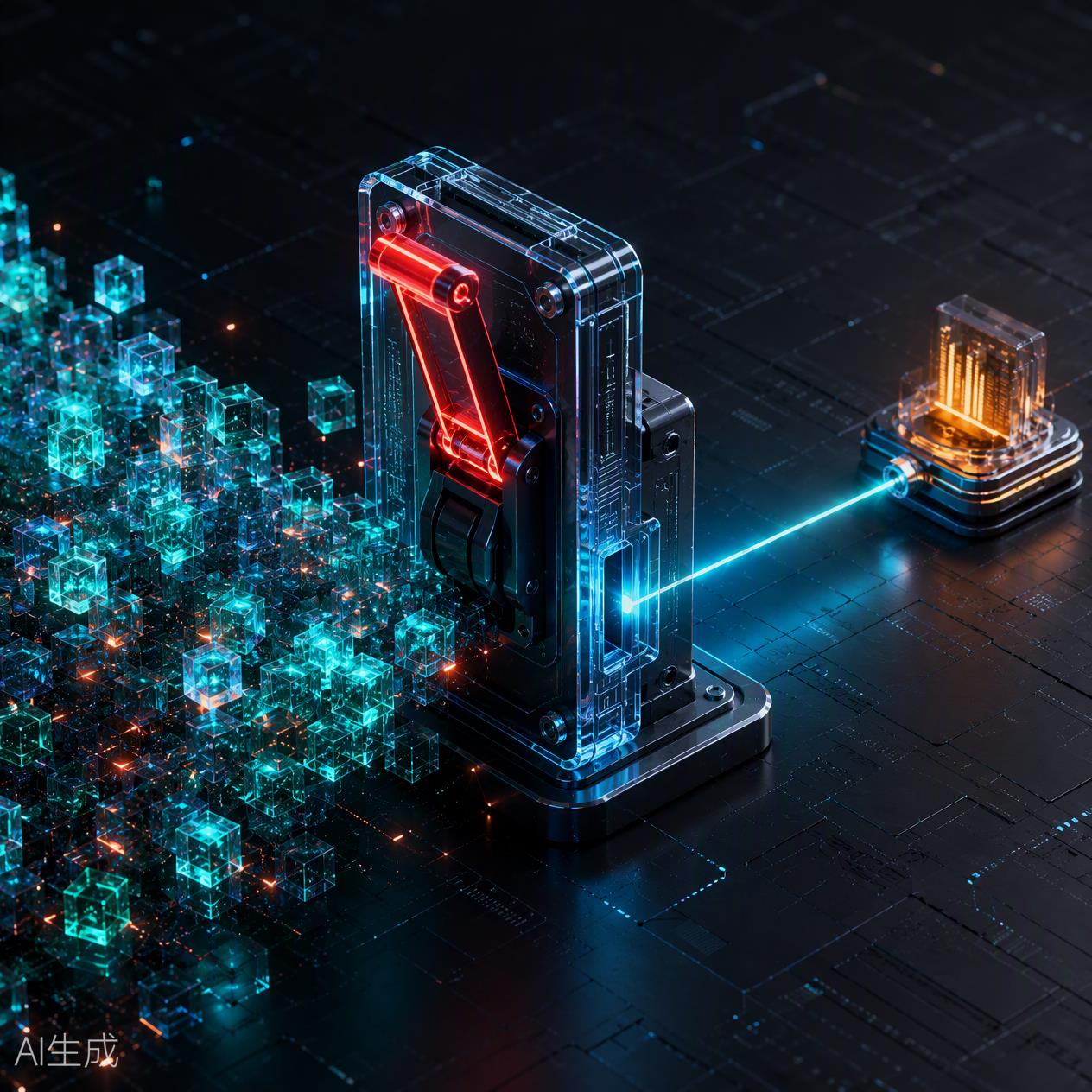 熔斷器在閉合與斷開狀態(tài)間切換的 3D 渲染圖